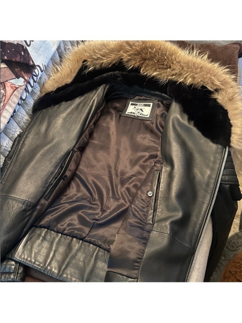 Moto Biker country goose GORGEOUS Softest  leather Warmest JacketFoxFur Size 2xL - Picture 9 of 9